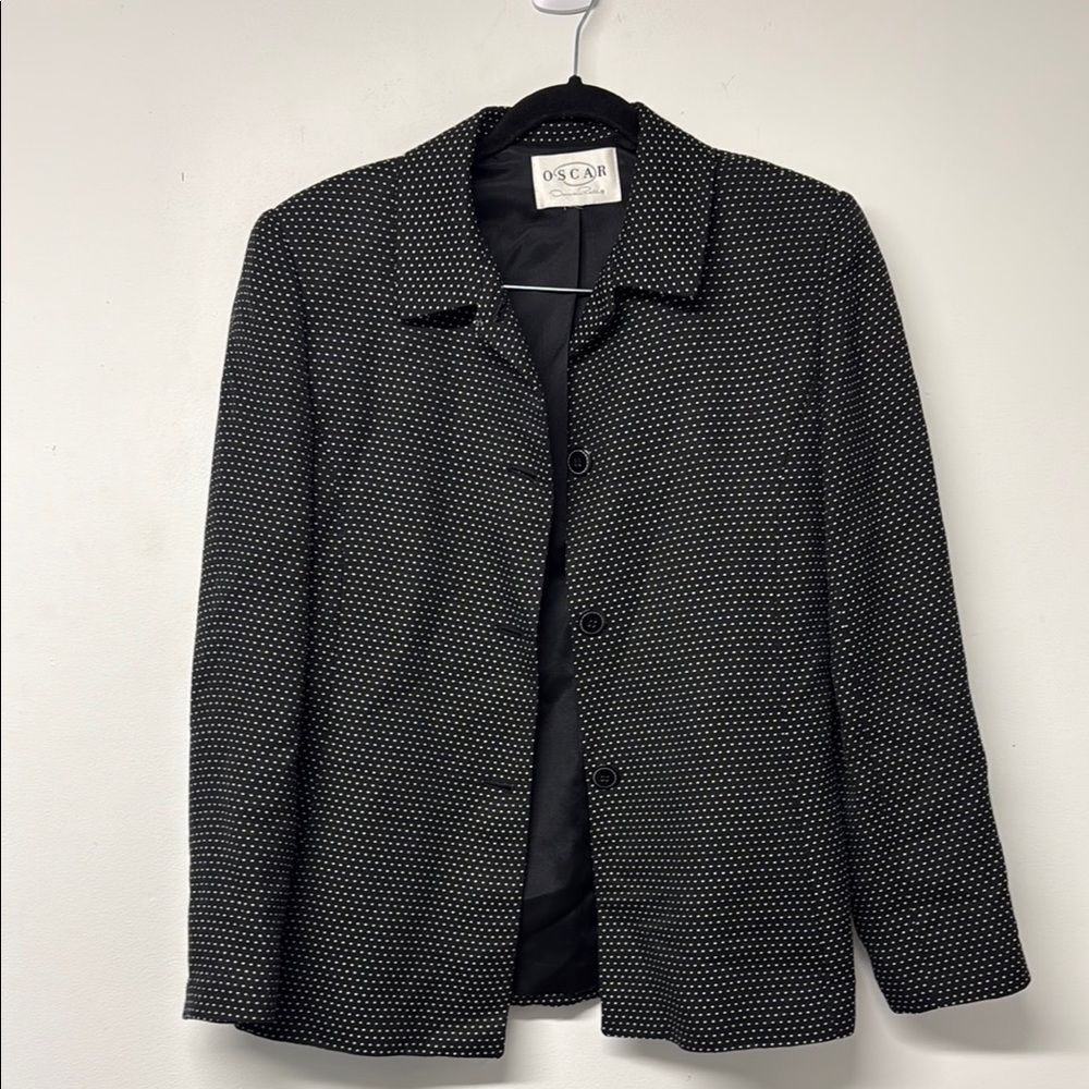Oscar de la Renta Black Tailored Blazer with Notched Lapel